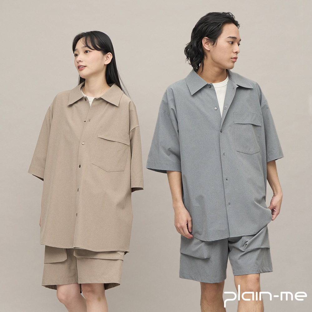 【plain-me】吸濕排汗六分袖寬鬆襯衫 PLN3306-241