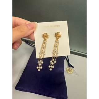💓正品現貨💓 TB Tory Burch 新款垂墜式珍珠流蘇耳環