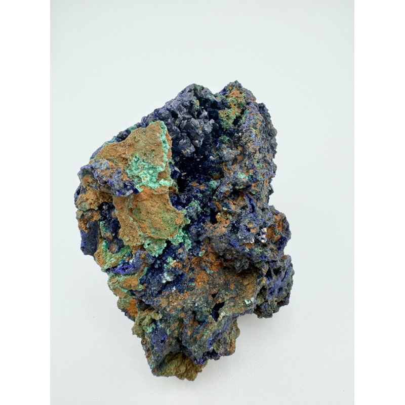 棉豆原礦🌿-剛果藍銅礦共生孔雀石