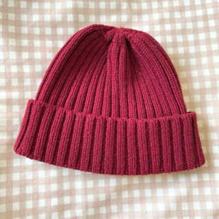 二手/無印良品 羊毛針織帽 紅色