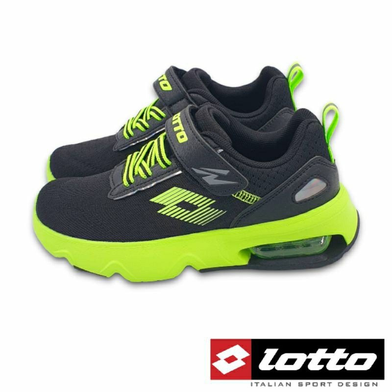 【MEI LAN】義大利 LOTTO (童) ARIA' LITE 輕量 緩震 氣墊 跑鞋 5940 黑綠 另有多色可選