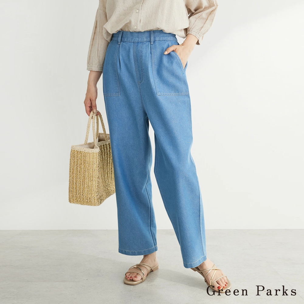 Green Parks 印度棉光澤牛仔直筒褲(6A42L0F0100)