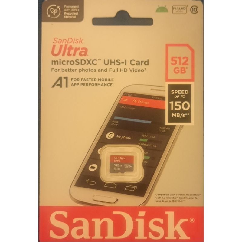 SanDisk  Ultra microSDXC UHS-I A1 512GB記憶卡 150MB/s