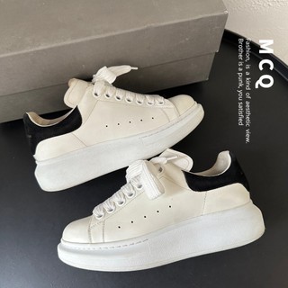 [二手] ALEXANDER MCQUEEN MCQ 麥昆 厚底 休閒鞋 小白鞋 黑尾 麂皮 燙金字 黑白 EU34.5