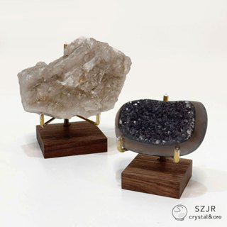 胡桃木可調整金屬支架底座 三叉架 多功能展示架 臺灣現貨 水晶礦架 木頭礦架 展示架 多功能展示架 藝品展示 【石至晶日