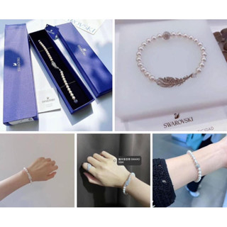 【SWAROVSKI 施華洛世奇】 • 水鑽羽毛珍珠手鍊