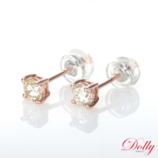 Dolly 18K金 輕珠寶0.60克拉完美車工玫瑰金鑽石耳環-006