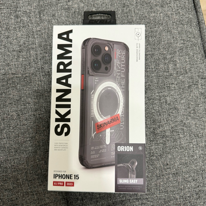「二手」 原廠SKINARMA iPhone 15 pro 未來科技 磁吸/防摔 手機殼（Orion/附掛繩環）黑色