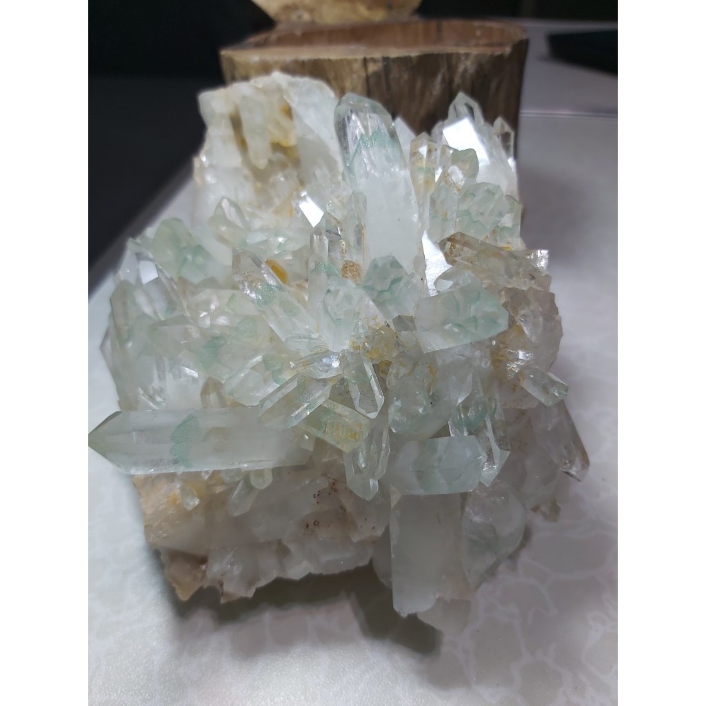 &lt;貓伯爵水晶礦石&gt;翠綠幽靈晶簇,金字塔水晶,玻璃體晶簇