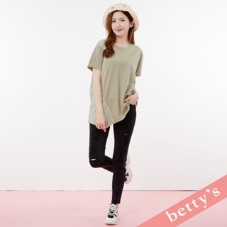 betty’s貝蒂思(31)腰鬆緊刷破修身牛仔褲(黑色)