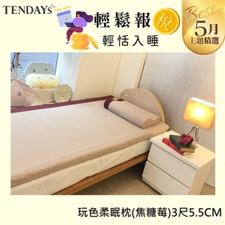 TENDAYS 玩色柔眠記憶床3尺標準單人(焦糖莓 5.5cm厚 可捲收薄墊 現貨快速出)