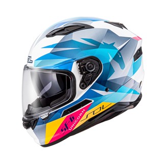 【豪新安全帽部品】SOL SF-6 SF6 獨角獸 白藍 彩繪 全罩帽 內建墨鏡 安全帽 免運費