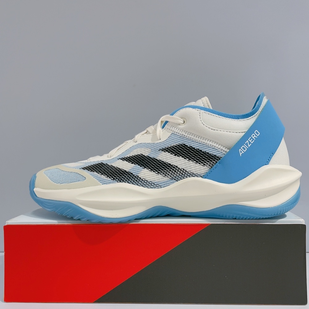 adidas Adizero Select 2.0 男生 白 水藍色 舒適 緩震 運動 籃球鞋 IE7869