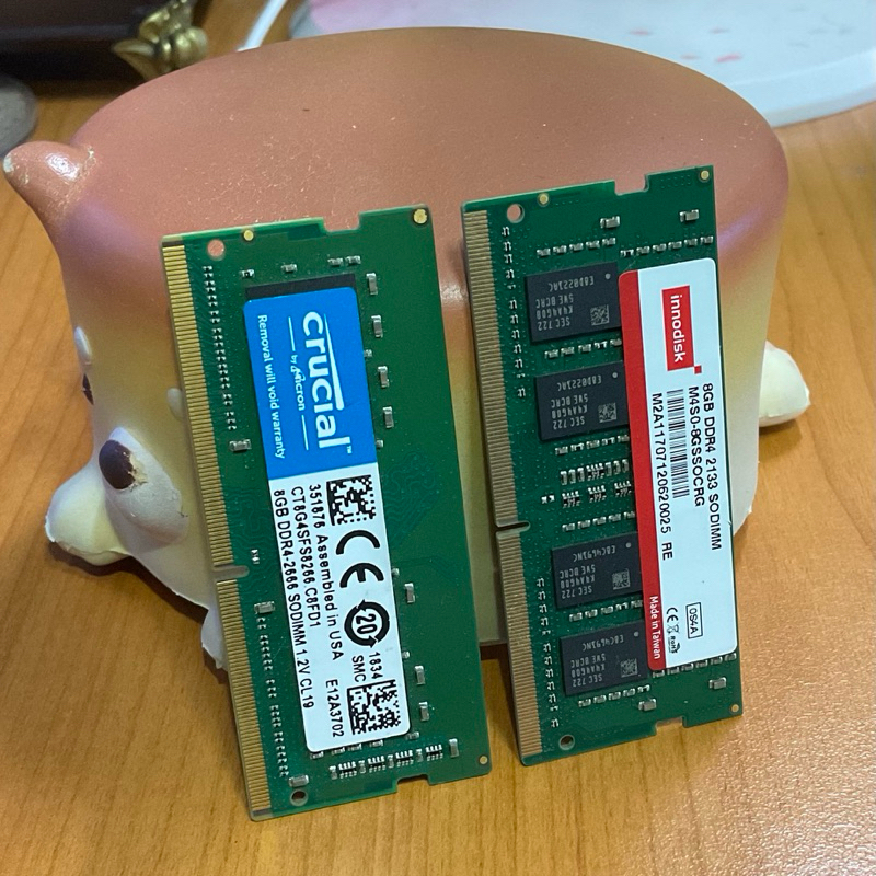 筆電記憶體 美光crucial DDR4 3200 8g + 宜鼎innodisk DDR4 2133 8g