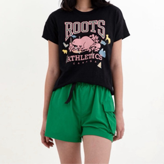 【Ross 代購】Roots 女裝- RBA ANIMAL BOXY 有機竹節棉寬鬆短版短袖T恤-2色 購買即贈購物袋