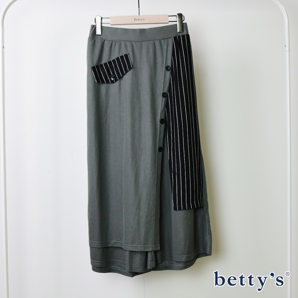 betty’s貝蒂思(05)斜片裝飾寬褲(深灰)