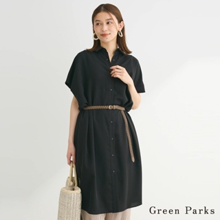 Green Parks 【SET ITEM】合成皮革腰帶+側開衩中長版襯衫洋裝(6A42L3H0100)