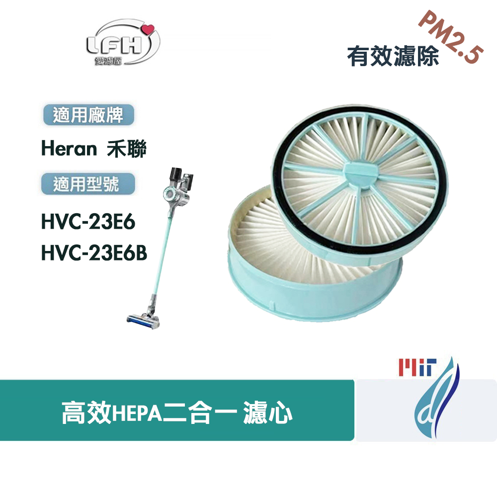 適用 Heran 禾聯 HVC-23E6 HVC-23E6B 濾網濾芯 手持式無線吸塵器替換用高效HEPA