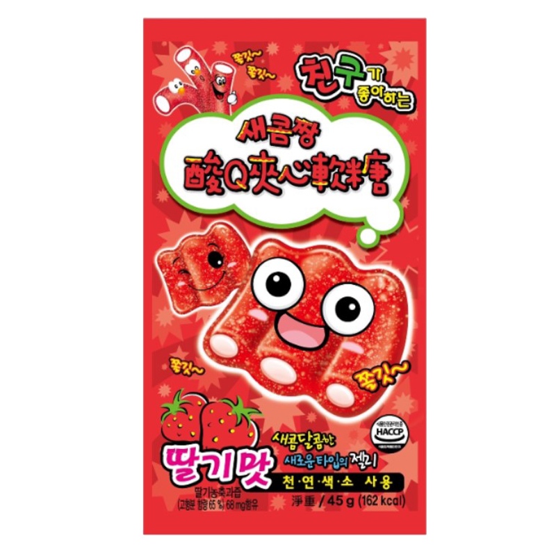 韓國 酸Ｑ夾心長條軟糖 草莓風味35g【康鄰超市】