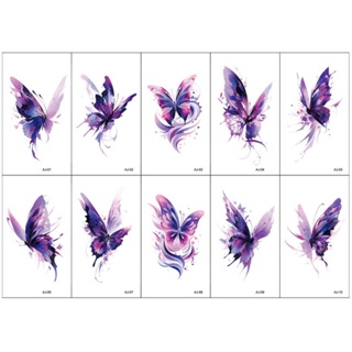 74 AJ 蝴蝶 紫色 紋身貼紙 表演造型 派對 舞會 能貼在 手機殼 安全帽 汽車 機車 tattoo sticker
