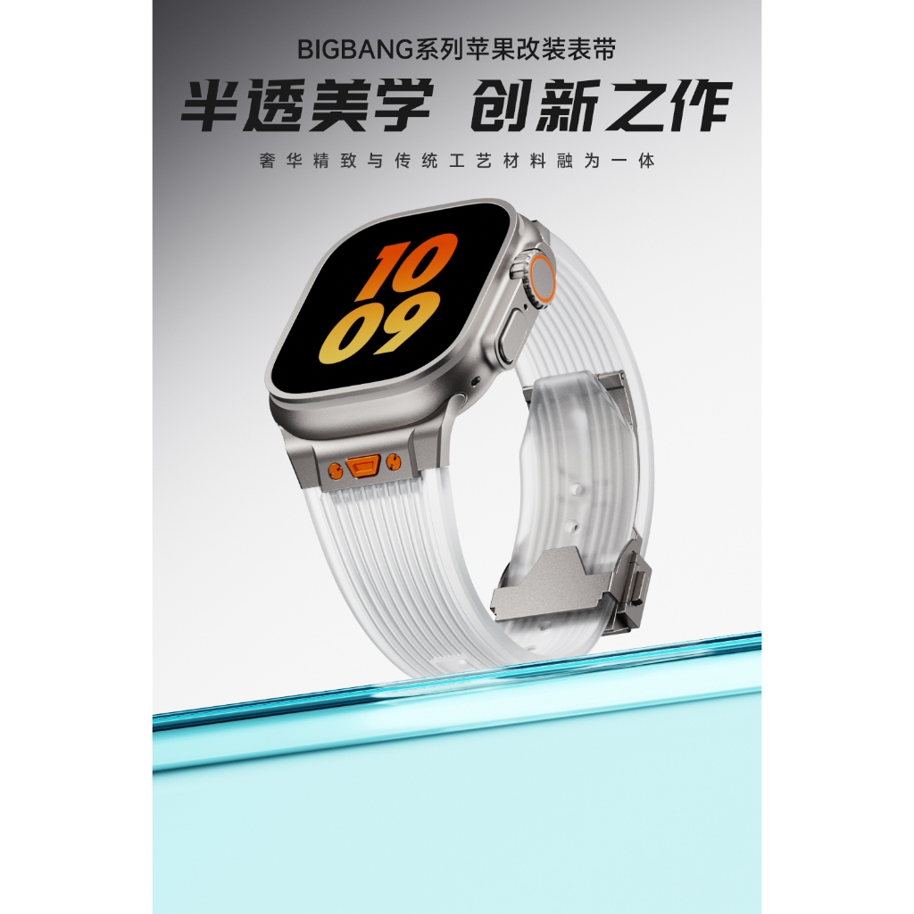 大爆炸透明錶帶 矽膠防水 Apple Watch S9 8 7 6 5 SE Ultra RM改裝 蘋果手錶錶帶