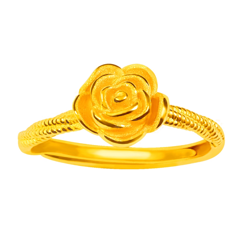 【元大珠寶】『玫瑰花語』黃金戒指 活動戒圍-純金9999國家標準16-0028
