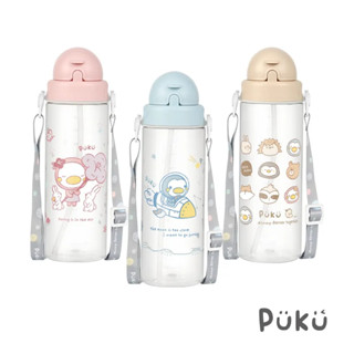 【育兒嬰品社】PUKU 藍色企鵝 飄飄奶蓋Tritan吸管隨身水瓶500ml喝水杯 練習杯 兒童水壺