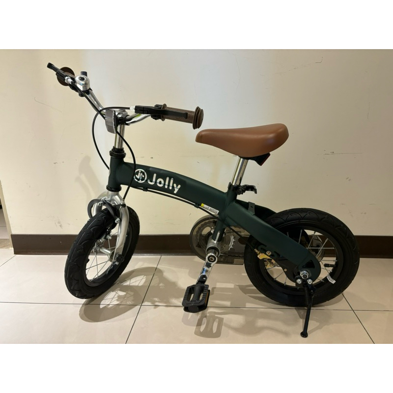 [二手］Jolly 二合一兒童平衡車 滑步車 腳踏車  12吋 高質感 深綠色 送輔助輪