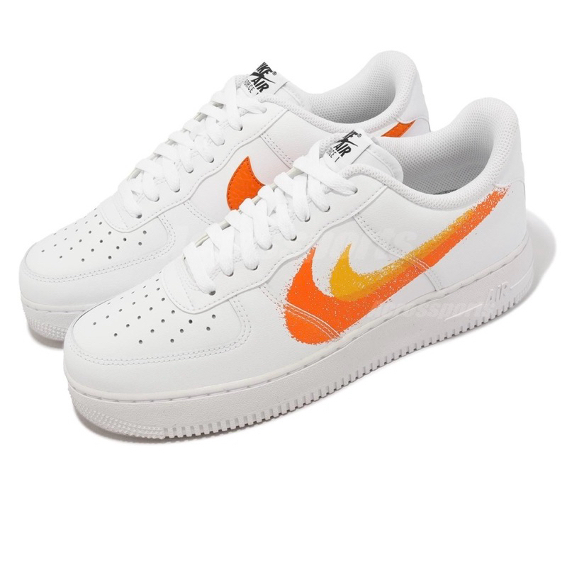 （二手8成新）Nike 休閒鞋 Air Force 1 07 男鞋 白 橘 皮革 AF1 噴漆 增高 經典百搭 運動鞋