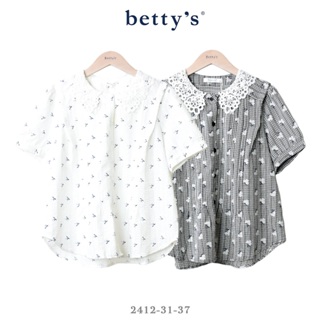 betty’s專櫃款(41)小花印花蕾絲翻領格紋襯衫(共二色)