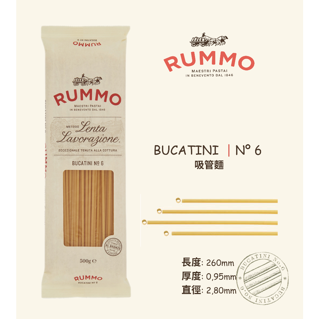 【全新】Rummo No.6 吸管麵 Bucatini 500公克 1包