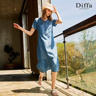 【Diffa】短袖牛仔連身洋裝4768-8752