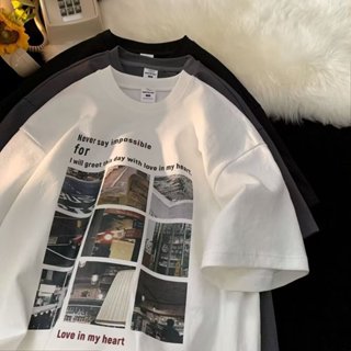 ⚡【M-8XL】港風九宮圖印花T恤男士短袖 寬鬆加大碼上衣情侶炒街半袖時尚T恤 Oversize圓領T恤 男女皆宜