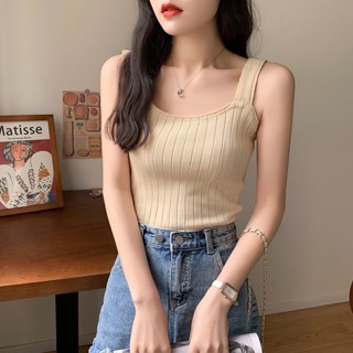 ZUCAS - (現貨)韓版小清新內搭打底針織背心 上衣 小可愛 女裝 背心女 衣服 短版上衣 冰絲背心 - V-179