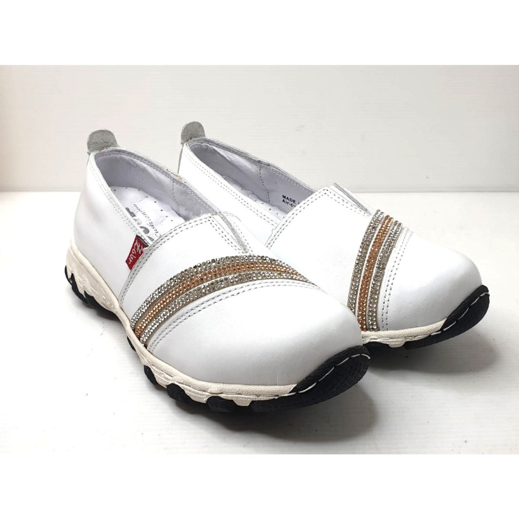 零碼鞋 8.5號 Zobr 路豹 牛皮氣墊方便鞋 DD811 白彩色 (雙氣墊DD系列) 特價950元   #路豹  #