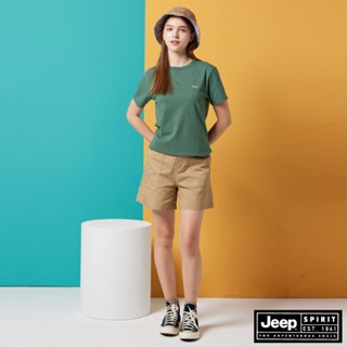 JEEP 女裝 率性大口袋百搭短褲-卡其