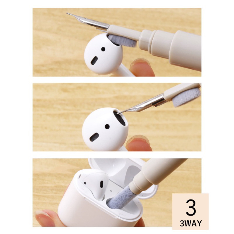 🔥現貨🔥 日本 3COINS AirPods 耳機清潔筆 3way 多功能清潔組 耳機清潔