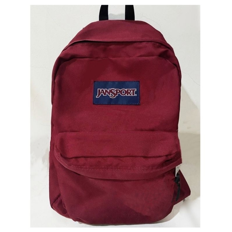 正版JANSPORT 暗紅色大容量後背包 學生書包 多功能背包 七成新