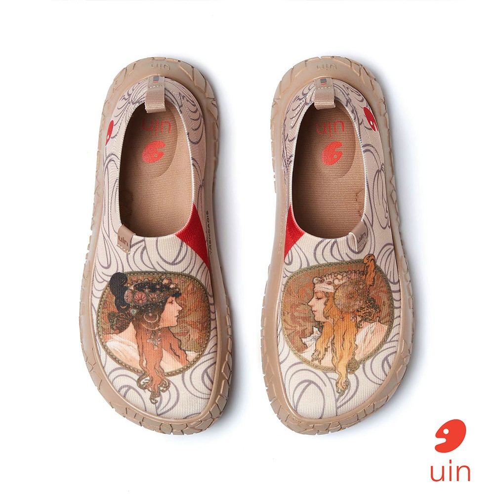 uin西班牙原創設計 女鞋 穆夏 黑髮女郎與金髮女郎彩繪休閒鞋W1711436⭐現貨正品代理⭐