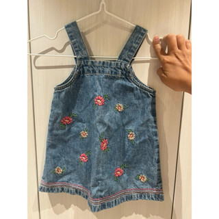 GAP 兒童1-2歲 牛仔背心洋裝 花刺繡 可愛好搭 二手 出清 有咖啡色汙點