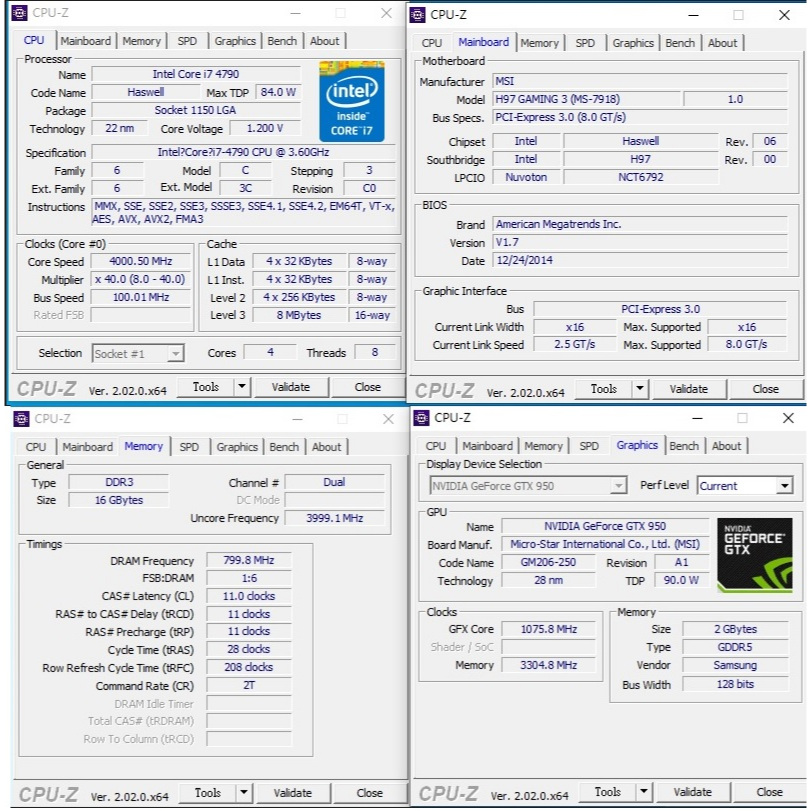 微星MSI H97 GAMIG i7 4790/雙256GB SSD 3TB HDD /16GB/獨顯/遊戲桌上型電腦