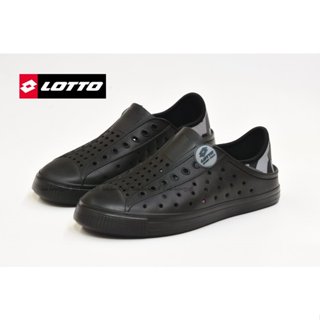 LOTTO 臺灣製造 男Sicily 輕量洞洞鞋 請雨兩用 可踩後跟 當懶人鞋 25~28 黑灰色