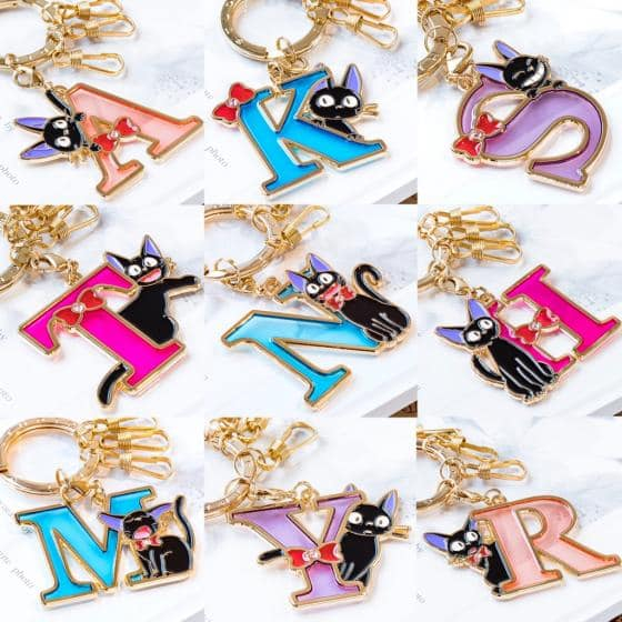 黑猫 吉吉 英文 字母 鑰匙圈 魔女宅急便 黑貓 吉吉 字母 鑰匙圈 吉卜力