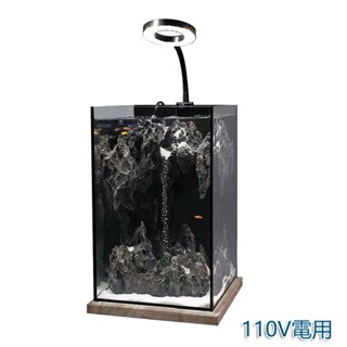 5Cgo【批發】瀑布魚缸造景生態全套小型桌面客廳輕奢辦公室超白玻璃缸家用110V含稅代購 t771633658485
