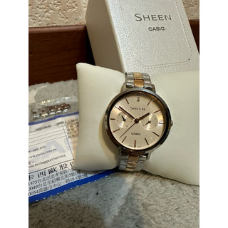 CASIO SHEEN 日期 星期顯示 鋼錶帶女錶 SHE-3054SPG-4A 玫瑰金/銀