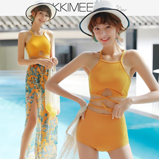 KKimee╭＊【現貨】情侶裝 削肩【縷空美背+開叉長裙】【SB36】波斯米亞民族性感三件式泳衣比基尼溫泉 遊泳衣