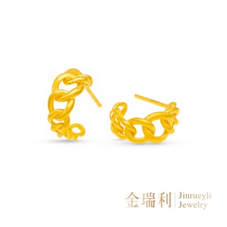 【金瑞利】9999純金 時尚麻花1.1錢 6D硬金 黃金耳針耳環