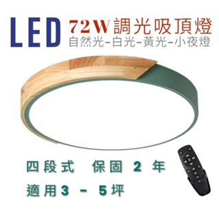 新品優惠 LED吸頂燈 超取限1臺 馬卡龍綠色 72W 可壁切附遙控器 無極調光調色 2年保固 調光吸頂燈 房間主臥客廳