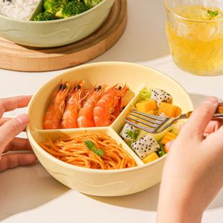❤川島❤ 日式陶瓷碗 3格飯盒 密封盒 便當盒 保鮮盒 米飯碗 陶瓷分格飯盒 飯盒 餐盤 分隔飯盒 可微波