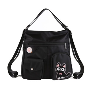 【Kiro貓】小黑貓 飯糰包 毛巾繡 手提 斜背 後背包 三用包【33000402】